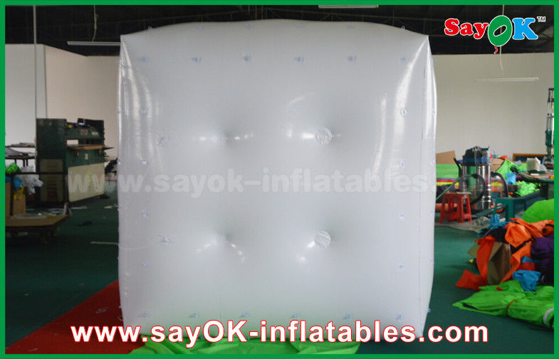 Advertising White Green Inflatable Balloon / Cube Helium Balloon With Logo Print