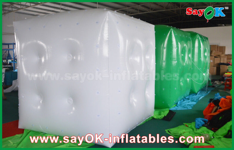 Advertising White Green Inflatable Balloon / Cube Helium Balloon With Logo Print
