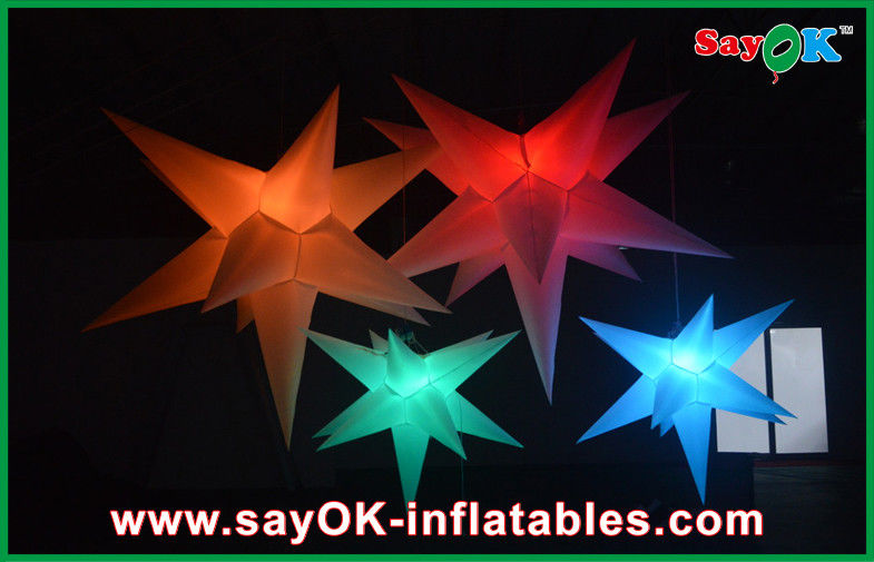 OEM Holiday Hanging Decorative Led Inflatable Star Blue Red Orange