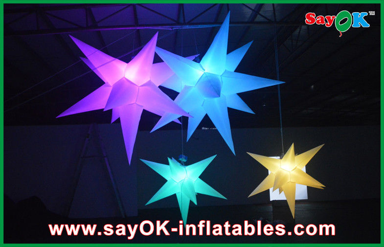 OEM Holiday Hanging Decorative Led Inflatable Star Blue Red Orange