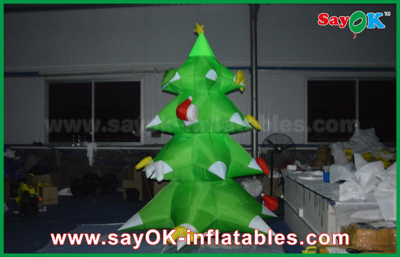 Green Nylon Inflatable Christmas Tree LED Lighting 2.5mm Nylon For Christmas