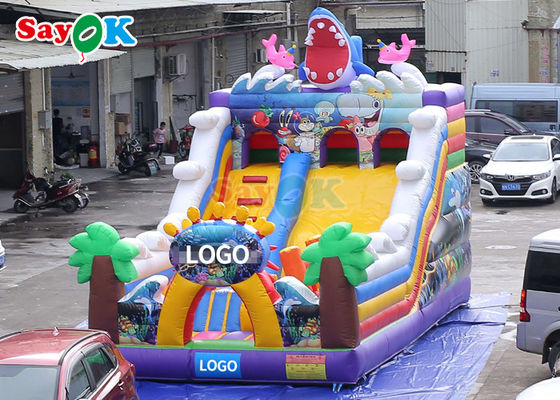 商業用 膨らませられるスライド 漫画PVC 膨らませられるバウンサースライド 子供 跳ね返る城 楽しいスライド 障害物コース